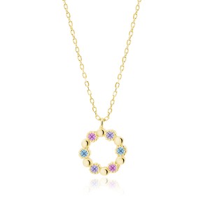 Lantisor argint placat cu aur galben cerc cu pietre colorate DiAmanti Z1352NG_MU-DIA (Argint 925‰ 2,4 g.)